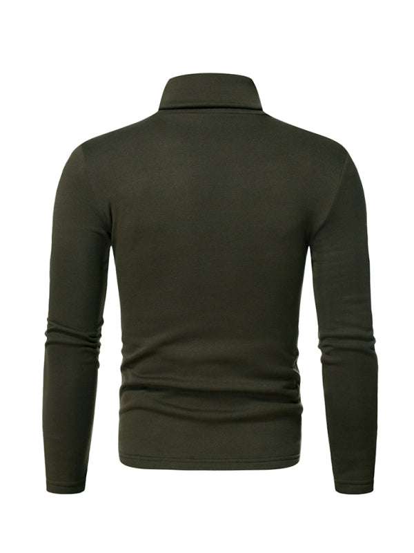 Cozy Autumn-Winter Men's Knitted Fleece Turtleneck Pullover - MENLL
