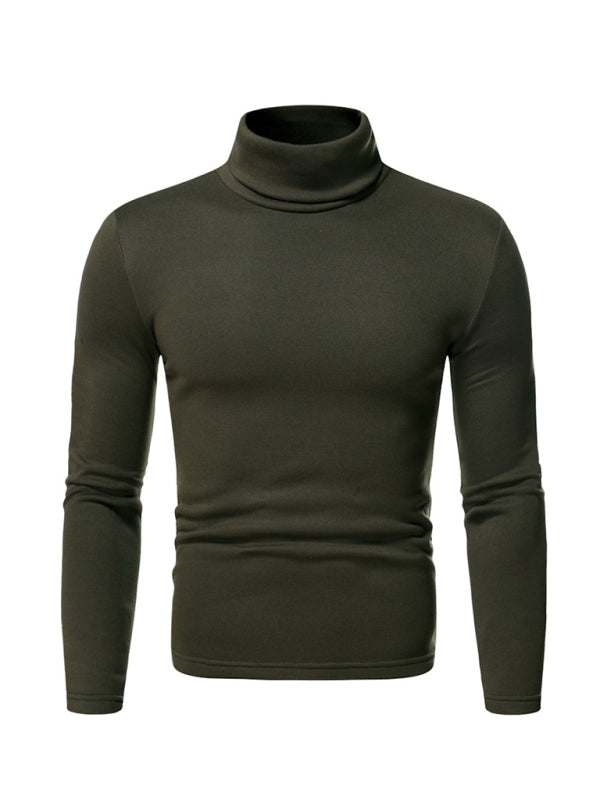 Cozy Autumn-Winter Men's Knitted Fleece Turtleneck Pullover - MENLL