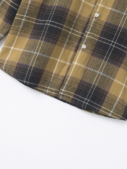 Stylish Men's Brushed Plaid Long-Sleeve Shirt for Effortless Autumn-Winter Chic - MENLL
