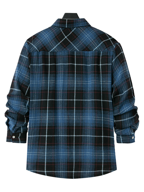 Stylish Men's Brushed Plaid Long-Sleeve Shirt for Effortless Autumn-Winter Chic - MENLL
