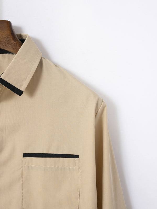 Stylish Men's Color Block Long Sleeve Shirt - Perfect for Business and Casual Elegance - MENLL