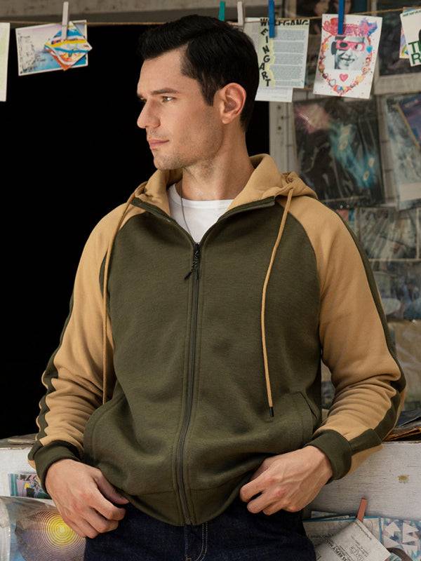Versatile Men's Hooded Zipper Cardigan with Color Block Design - Perfect for All Seasons! - MENLL