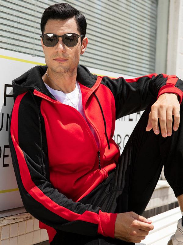 Versatile Men's Hooded Zipper Cardigan with Color Block Design - Perfect for All Seasons! - MENLL