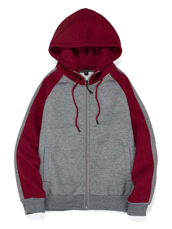 Versatile Men's Hooded Zipper Cardigan with Color Block Design - Perfect for All Seasons! - MENLL