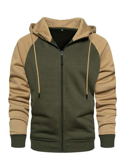 Versatile Men's Hooded Zipper Cardigan with Color Block Design - Perfect for All Seasons! - MENLL