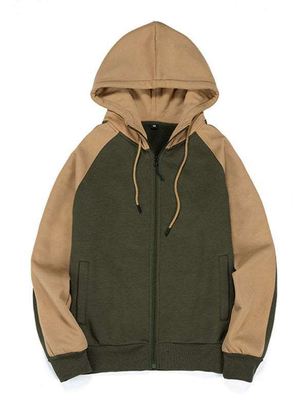 Versatile Men's Hooded Zipper Cardigan with Color Block Design - Perfect for All Seasons! - MENLL