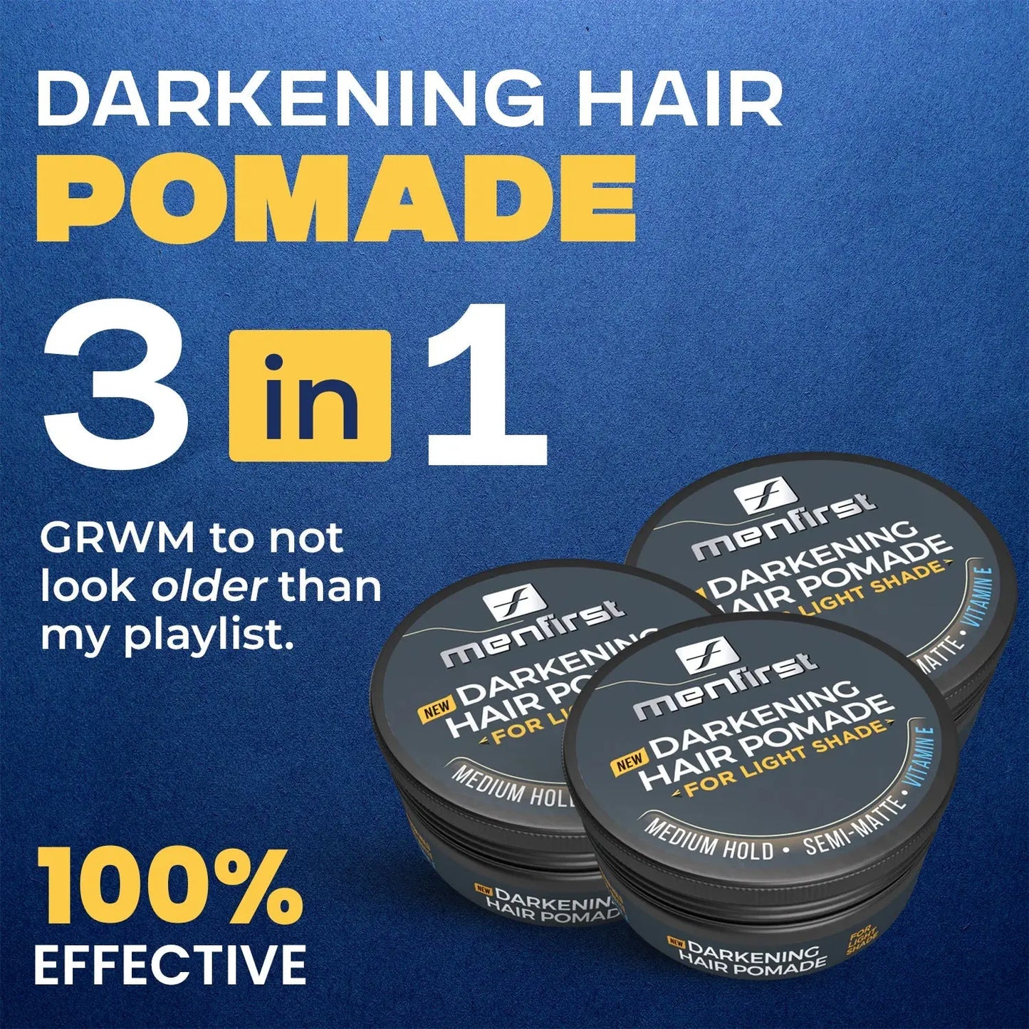 Menfirst Gradual Gray - Good Bye Gray Hair- 3-in-1 Shampoo & Darkening Pomade - Light Brown to Blonde Hair - 2 Pack Bundle Menfirst