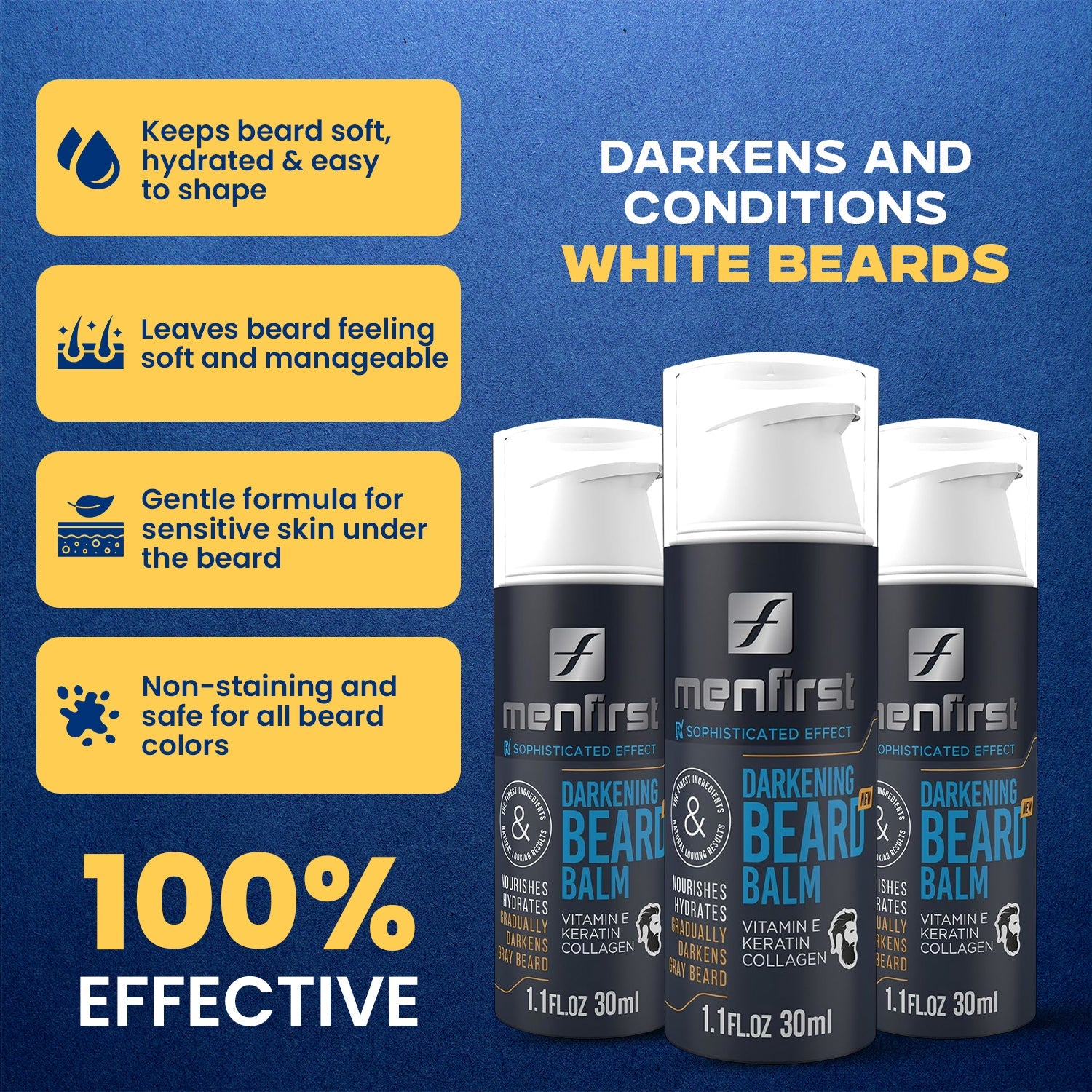 Menfirst - Darkening Beard Balm - Nourishes and Conditions - 1 Pack - Menfirst