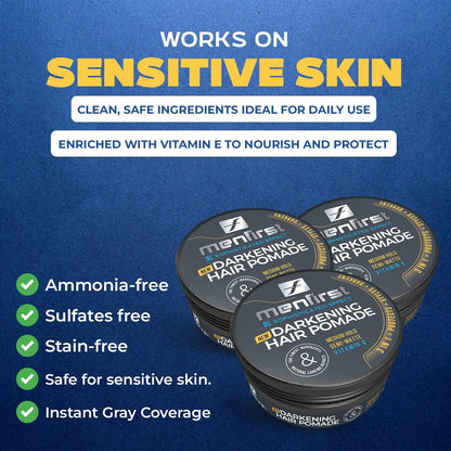 Menfirst Gradual Gray - Good bye Gray Hair - 3-in-1 Shampoo + Conditioner + Beard Wash & Darkening Pomade - 4 Pack Bundle Menfirst