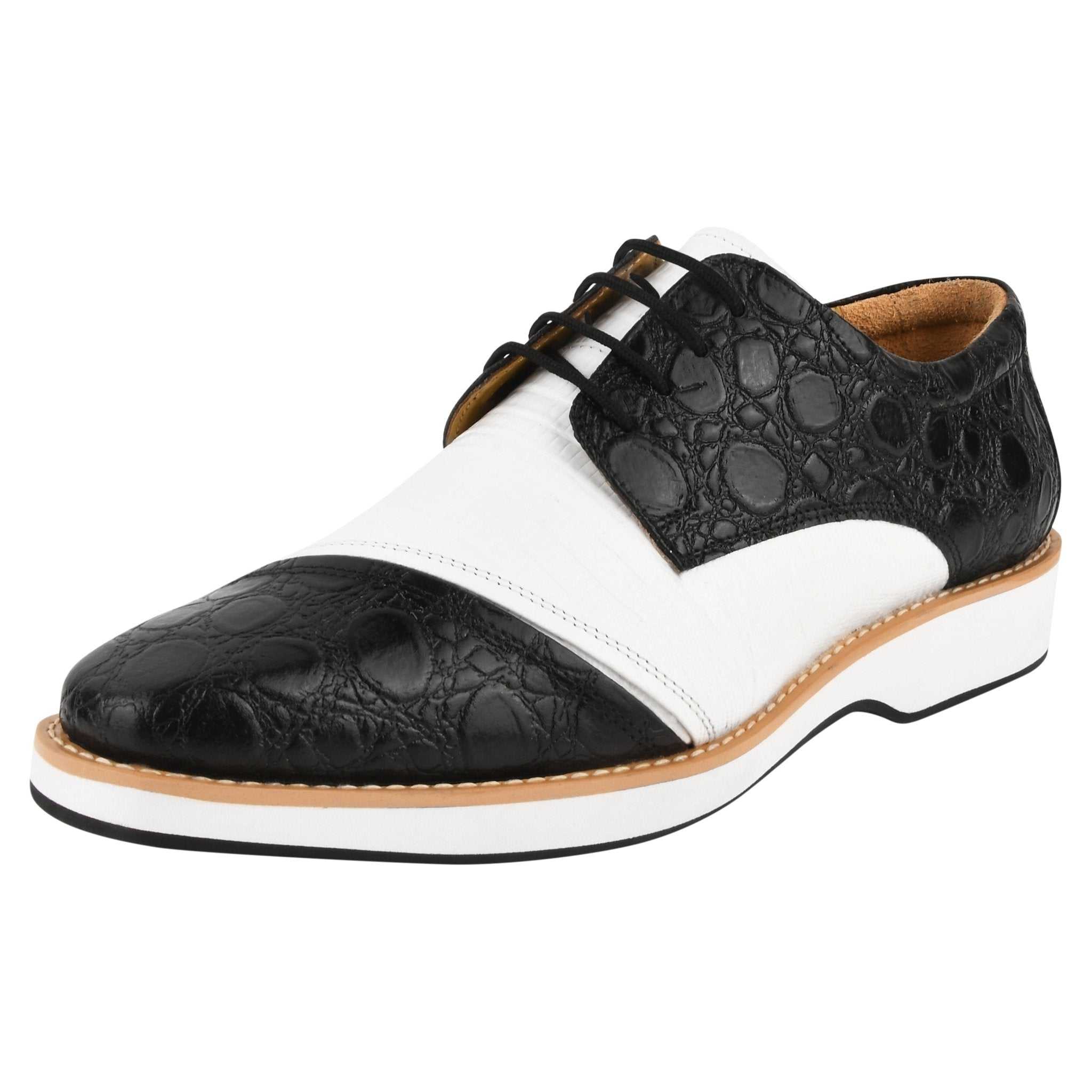 Lucky mens oxford croco lizard print casual shoes - MENLL