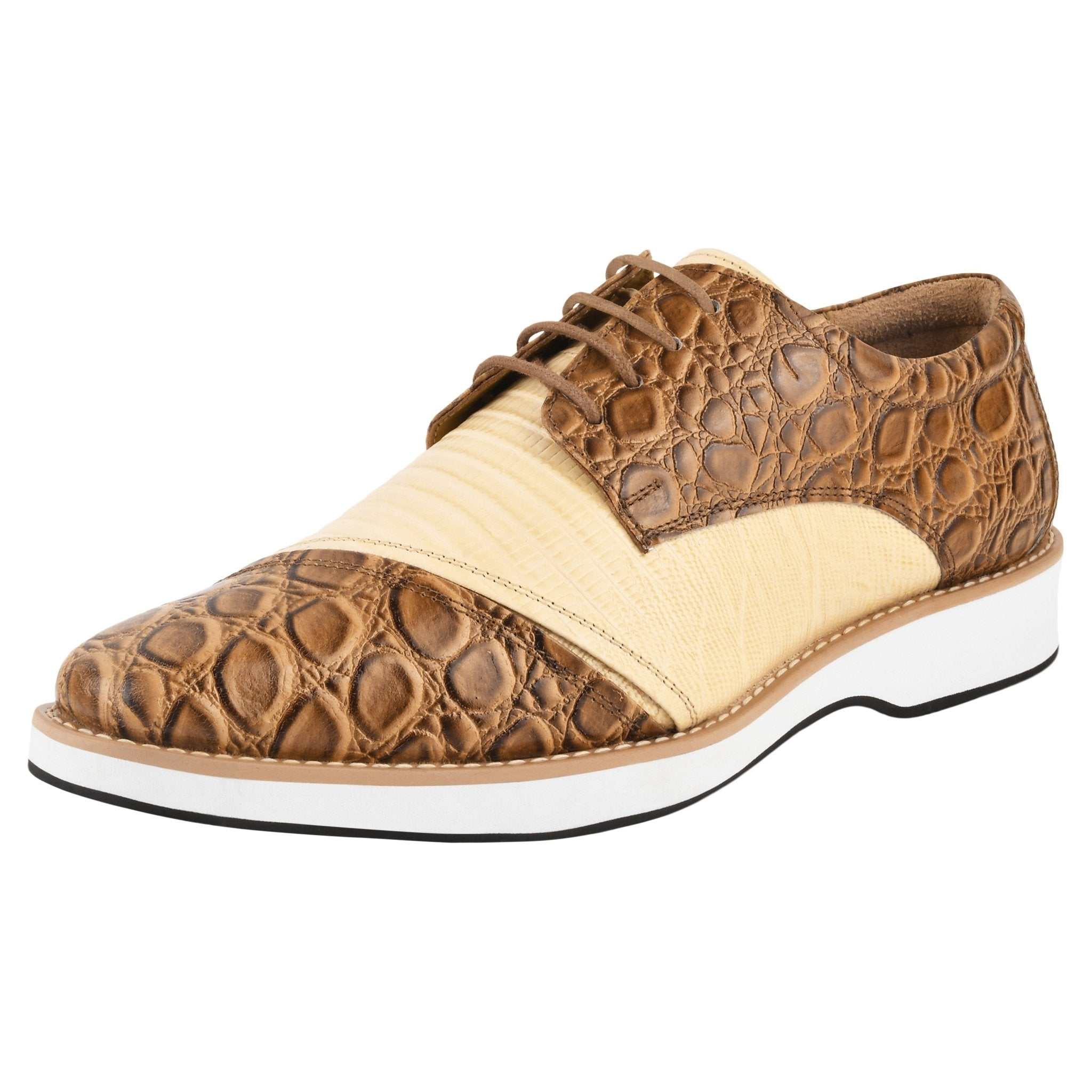 Lucky mens oxford croco lizard print casual shoes with leather upper, comfortable design, and rubber sole.