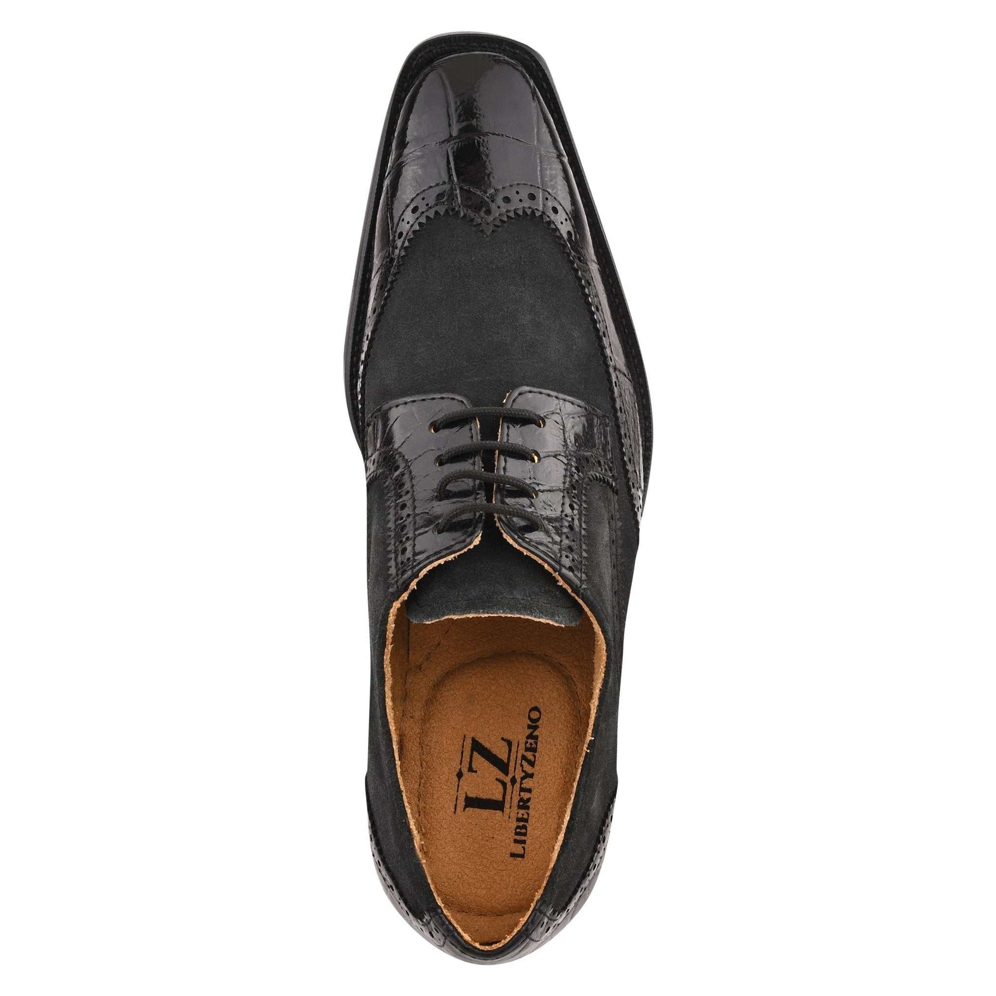 Macon Leather and Suede Crocodile Printed Oxford Dress Shoes - MENLL