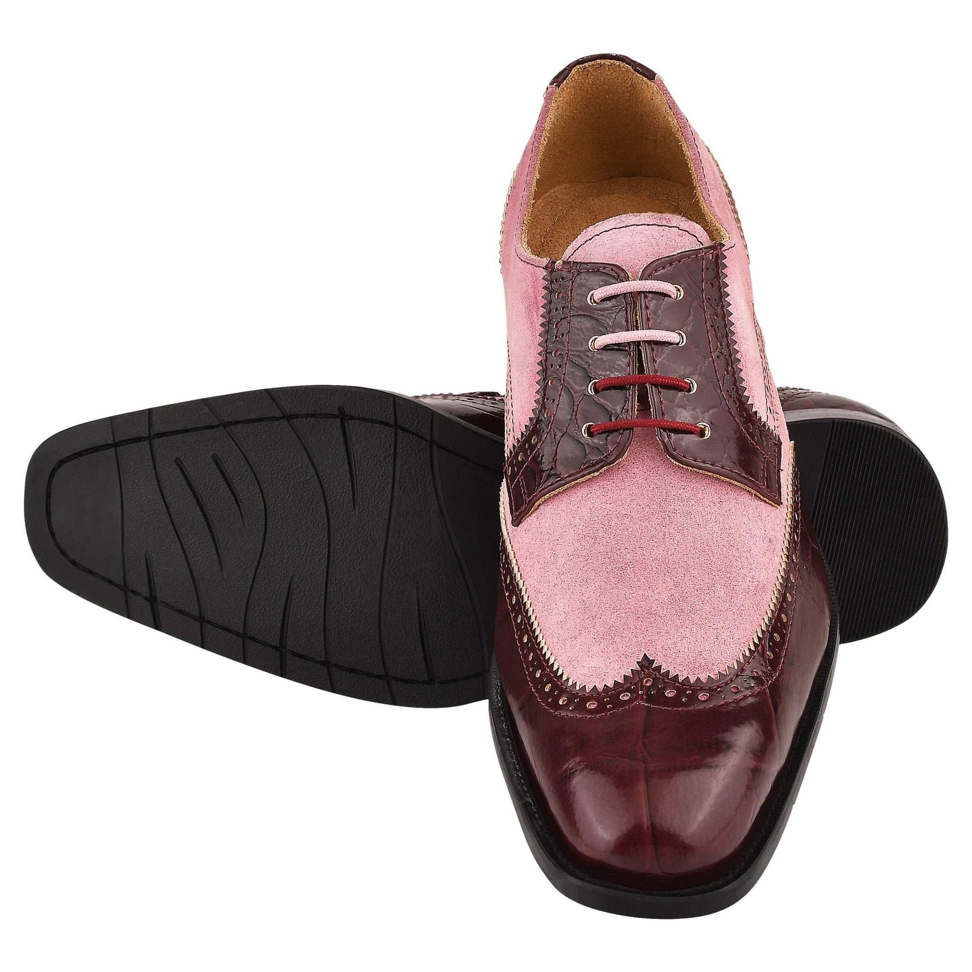 Macon Leather and Suede Crocodile Printed Oxford Dress Shoes - MENLL