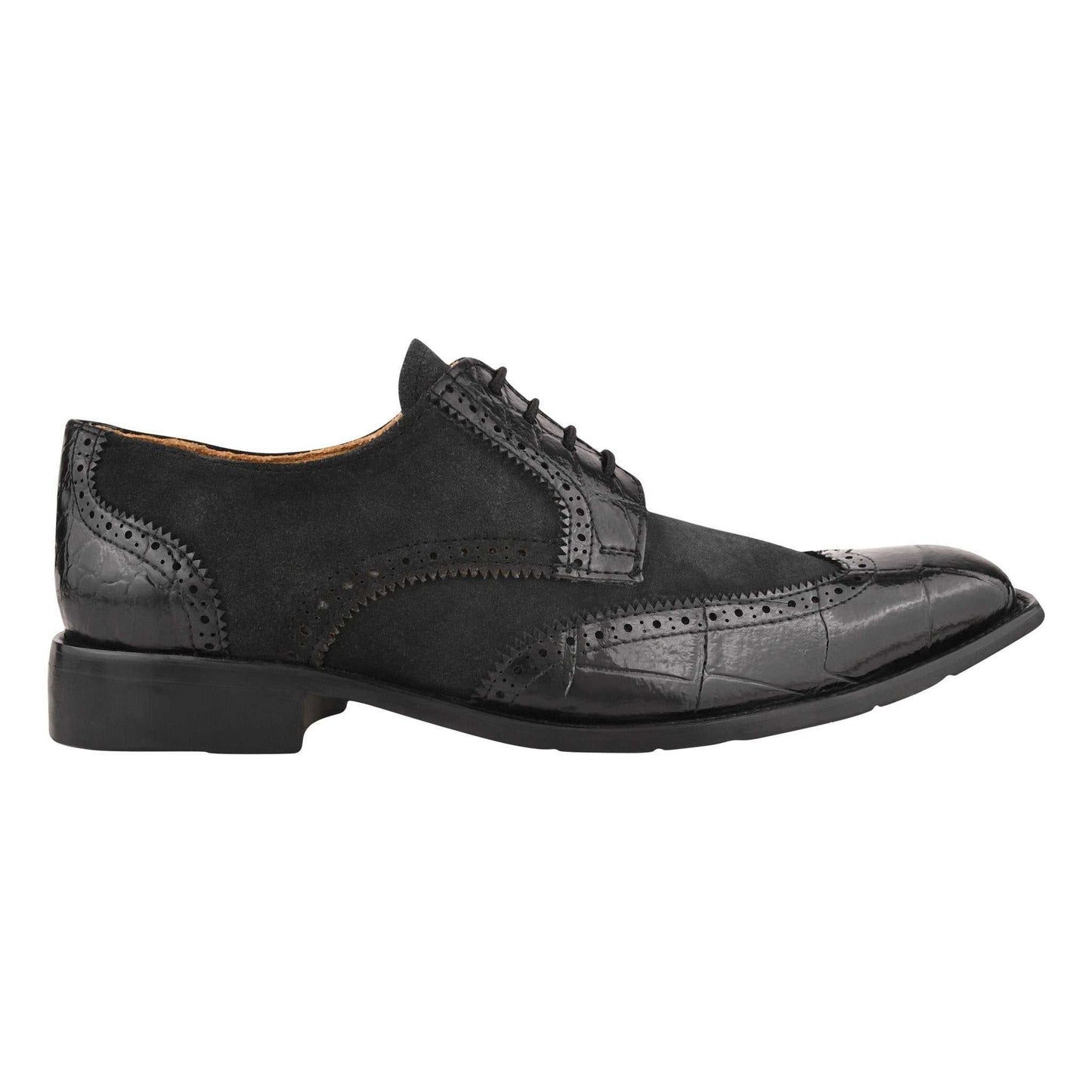 Macon Leather and Suede Crocodile Printed Oxford Dress Shoes - MENLL