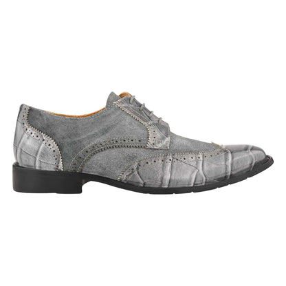 Macon Leather and Suede Crocodile Printed Oxford Dress Shoes - MENLL