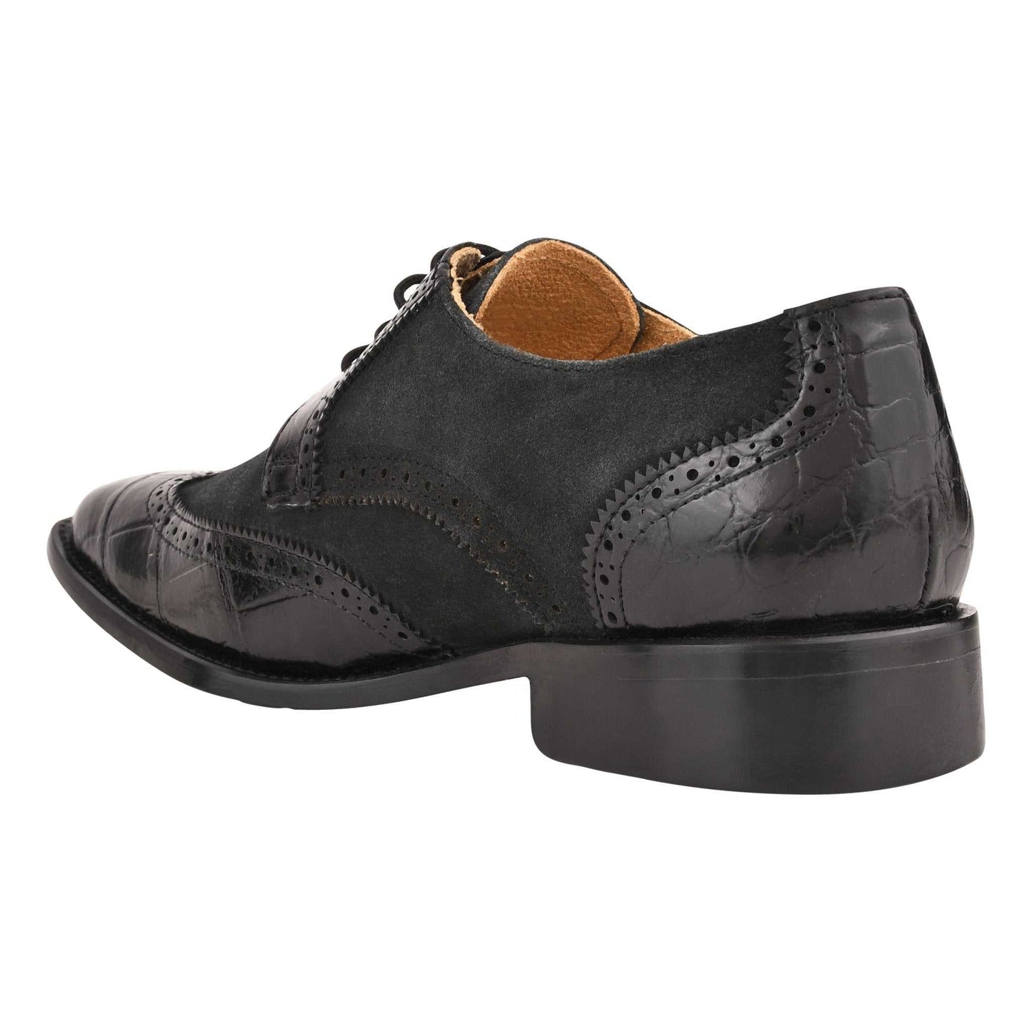 Macon Leather and Suede Crocodile Printed Oxford Dress Shoes - MENLL