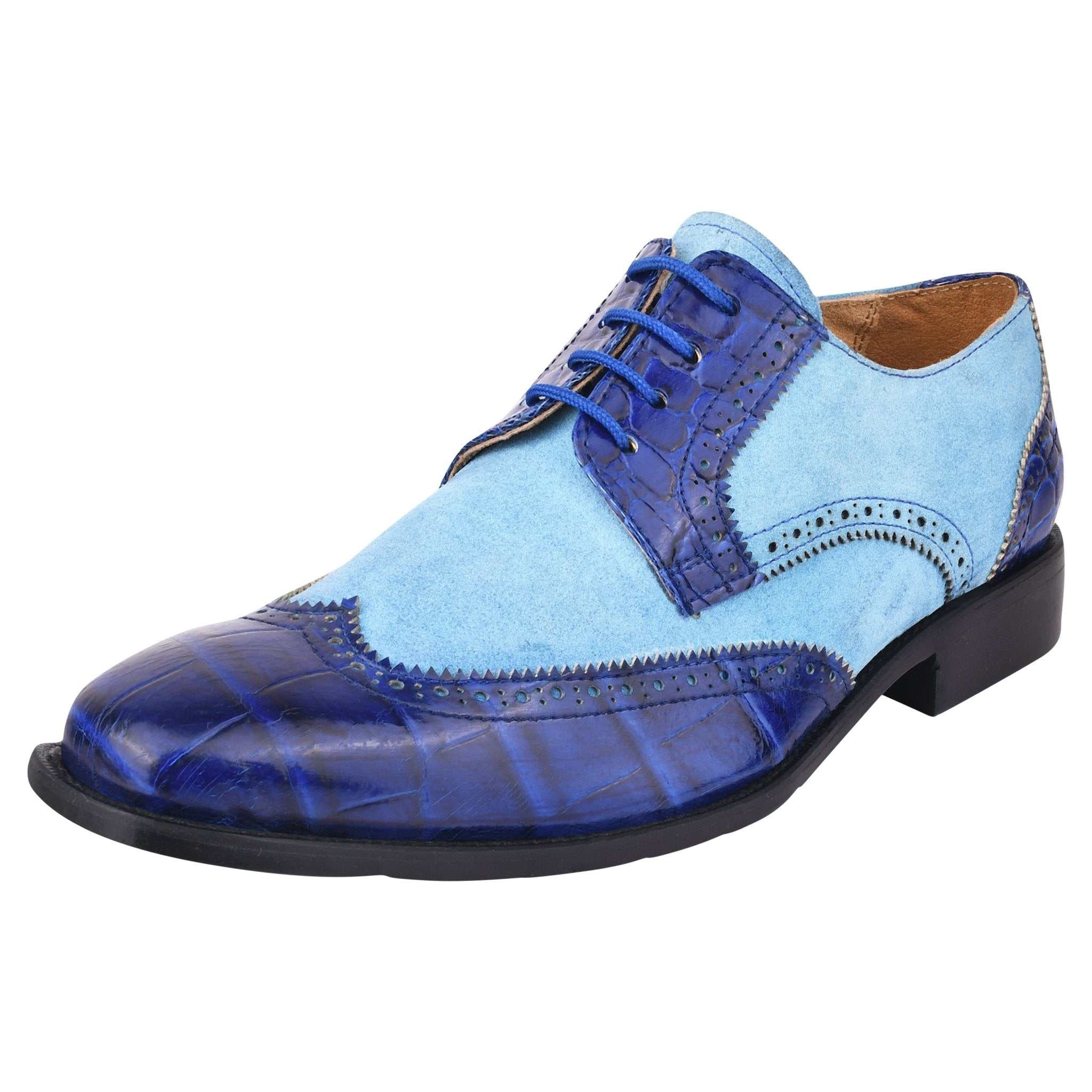 Macon Leather and Suede Crocodile Printed Oxford Dress Shoes - MENLL