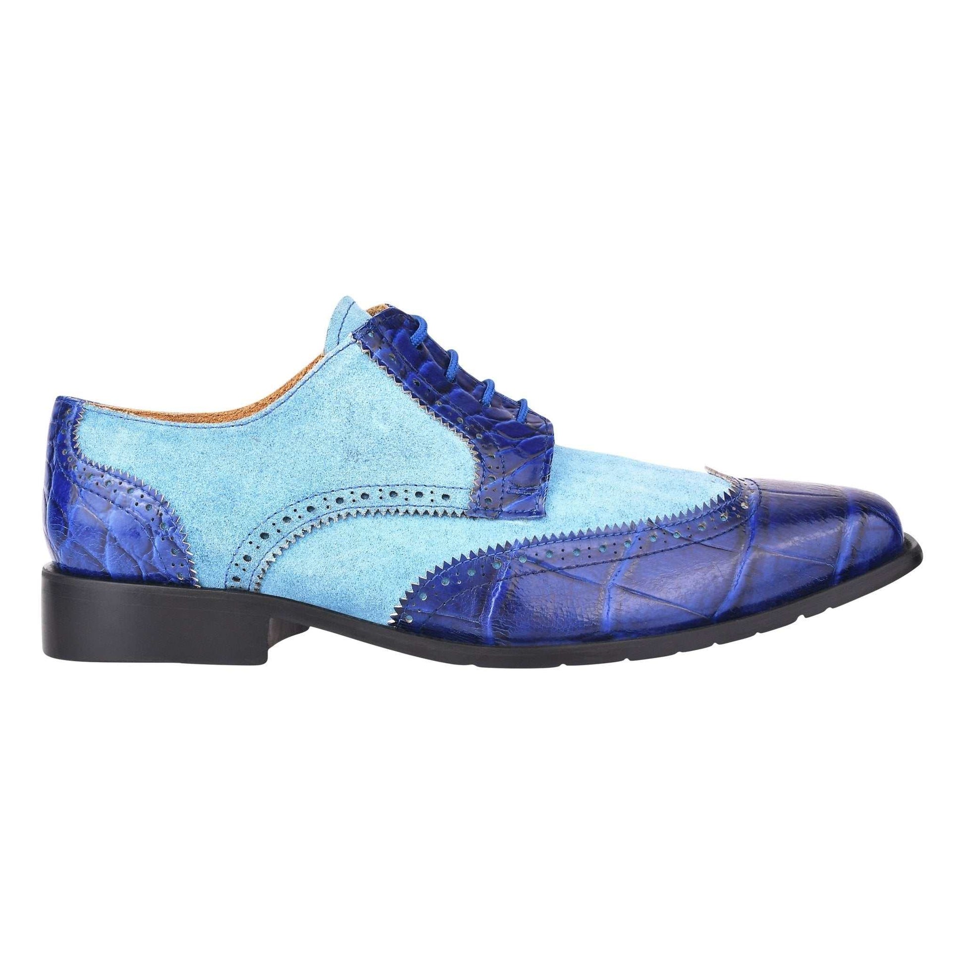 Macon Leather and Suede Crocodile Printed Oxford Dress Shoes - MENLL