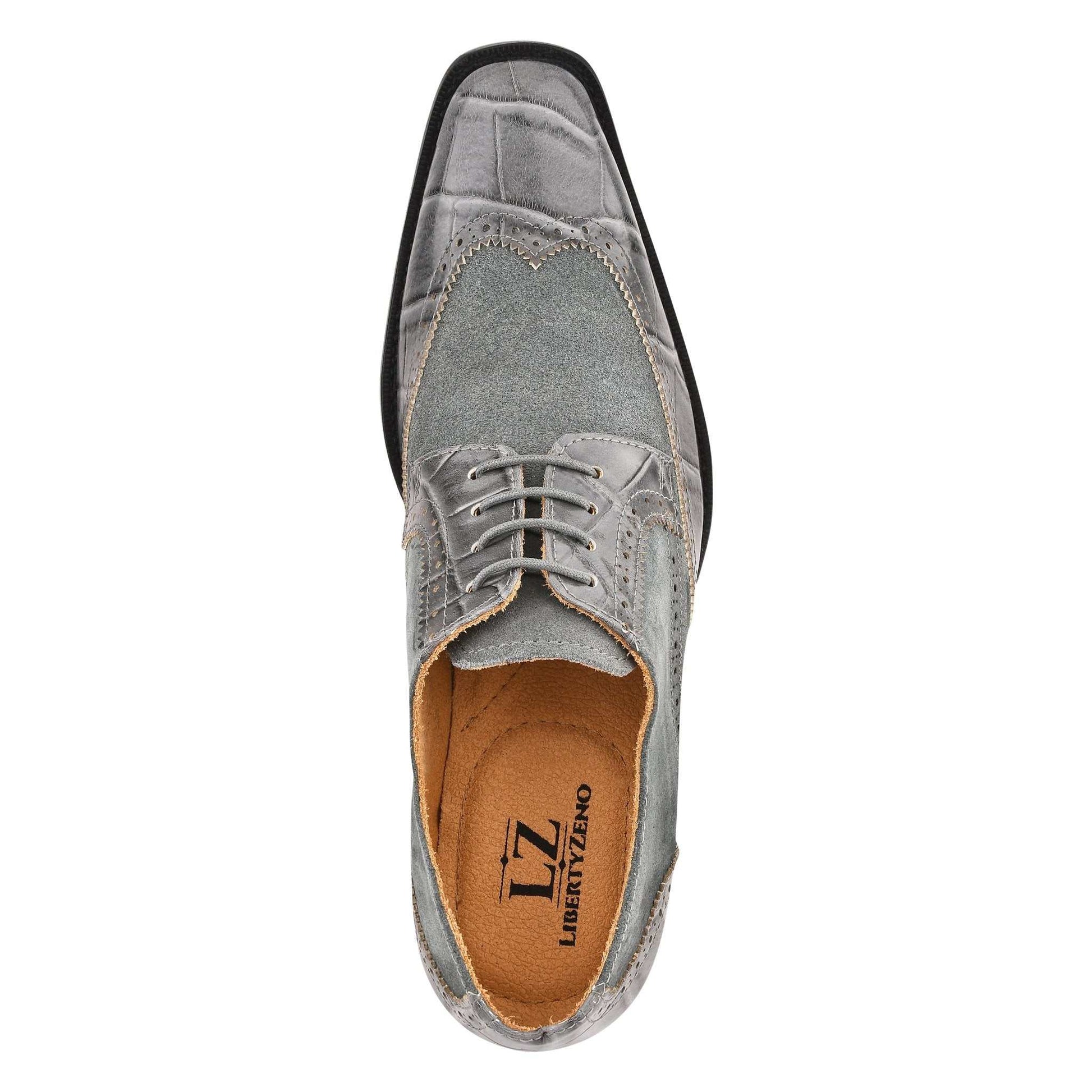 Macon Leather and Suede Crocodile Printed Oxford Dress Shoes - MENLL