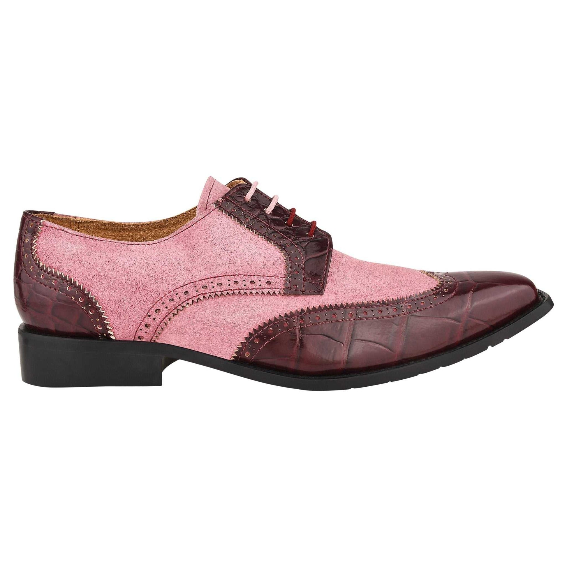 Macon Leather and Suede Crocodile Printed Oxford Dress Shoes - MENLL