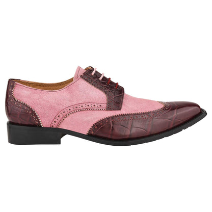 Macon Leather and Suede Crocodile Printed Oxford Dress Shoes - MENLL