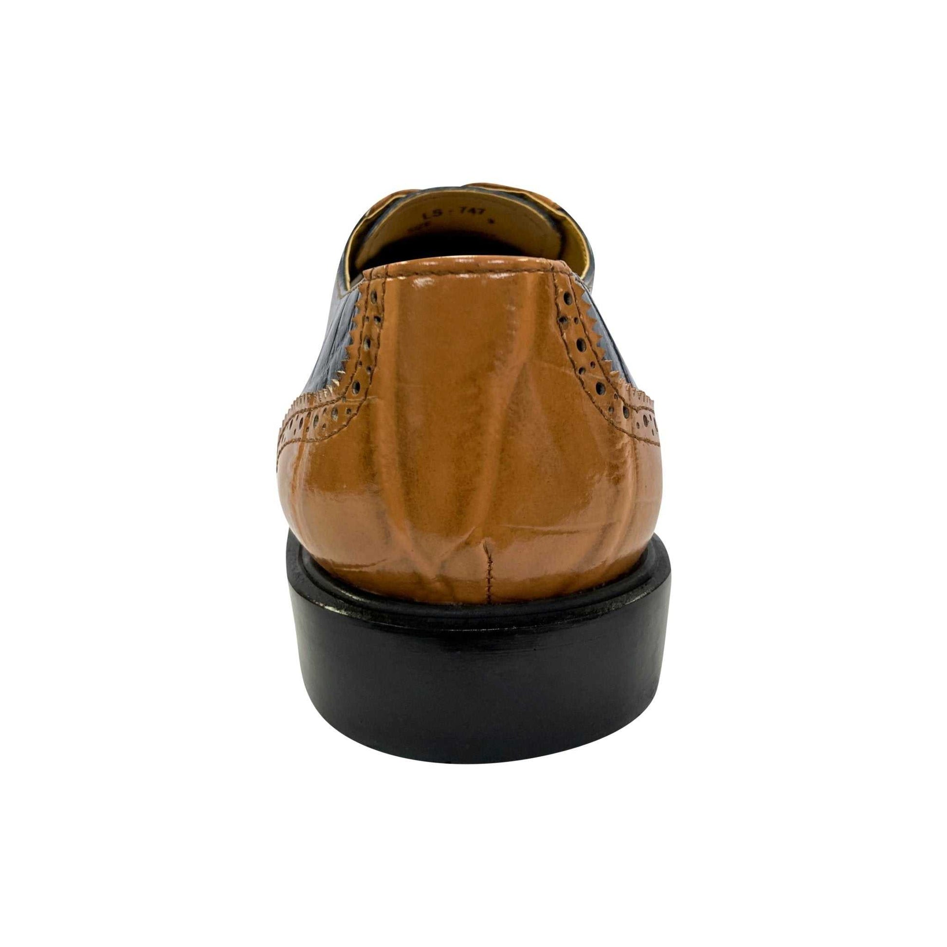 Macon Leather and Suede Crocodile Printed Oxford Dress Shoes - MENLL