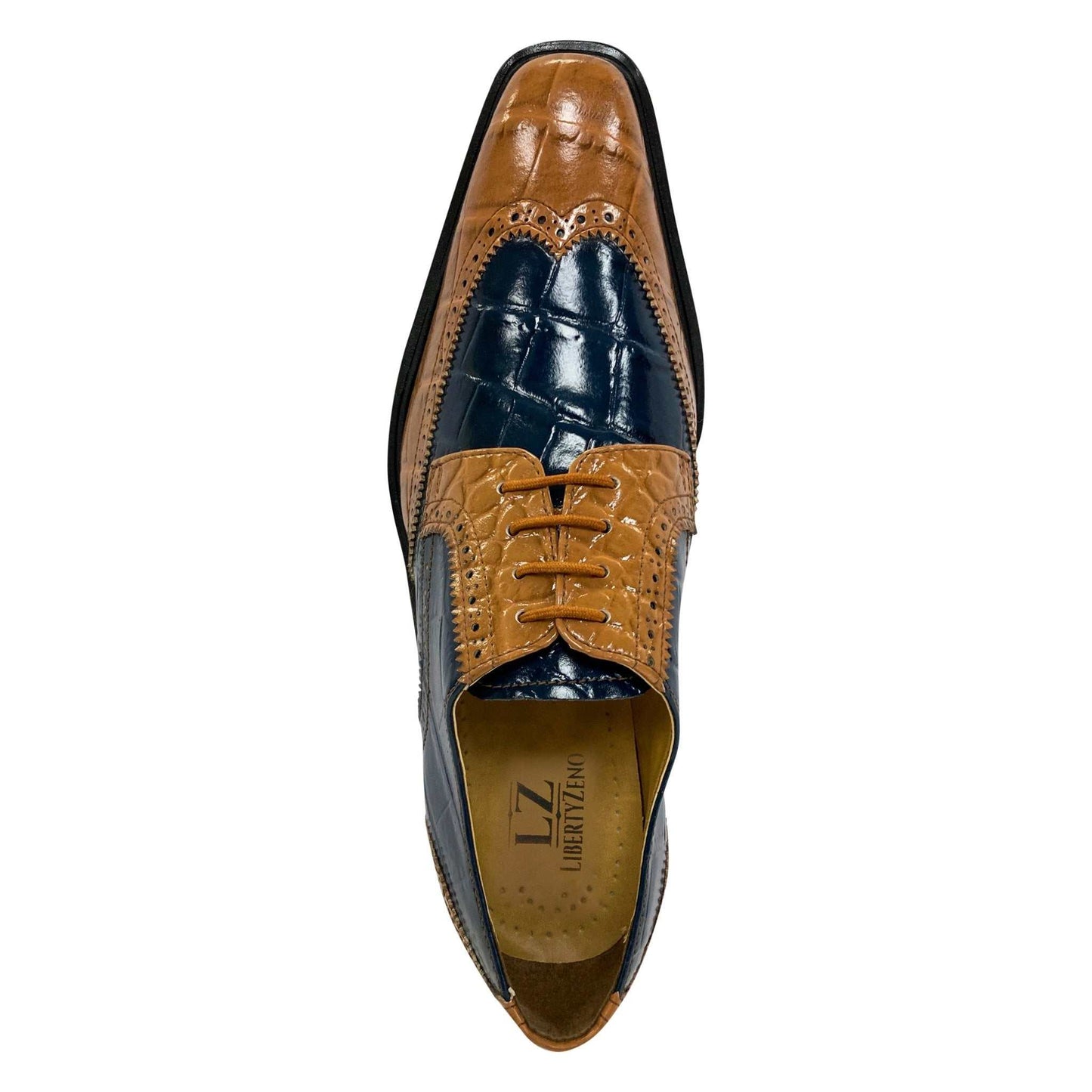 Macon Leather and Suede Crocodile Printed Oxford Dress Shoes - MENLL