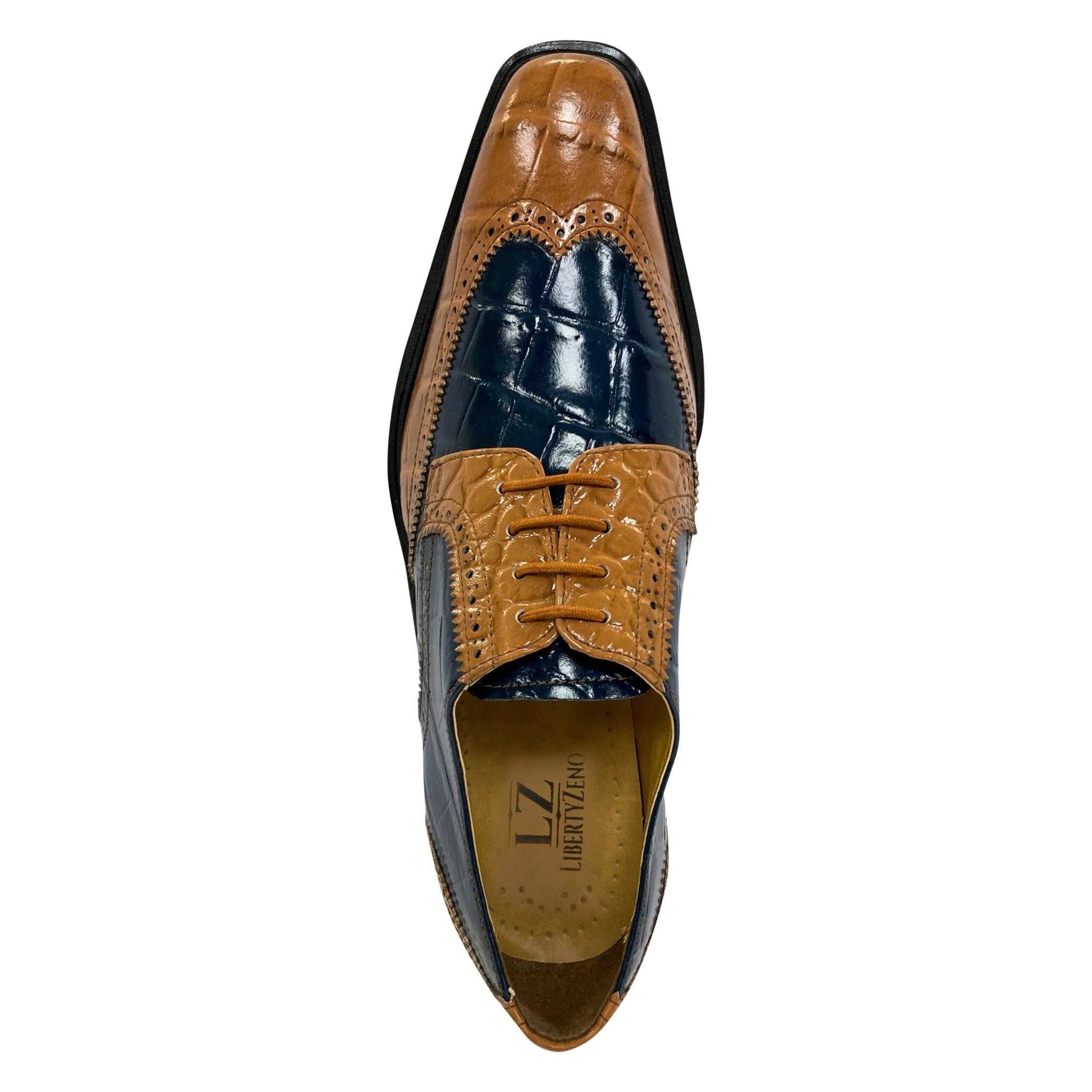 Macon Leather and Suede Crocodile Printed Oxford Dress Shoes - MENLL