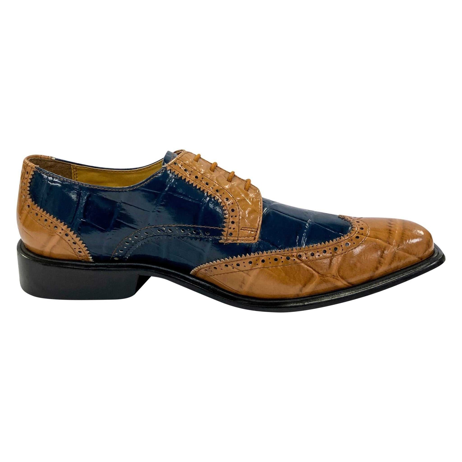 Macon Leather and Suede Crocodile Printed Oxford Dress Shoes - MENLL
