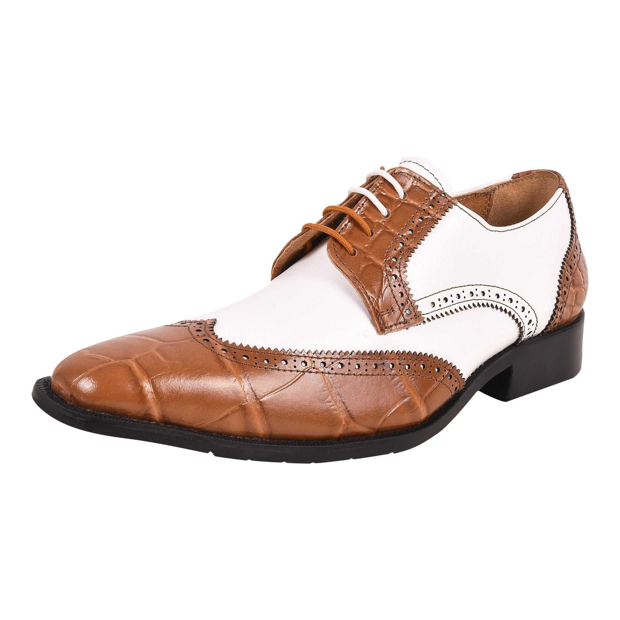 Macon Leather and Suede Crocodile Printed Oxford Dress Shoes - MENLL