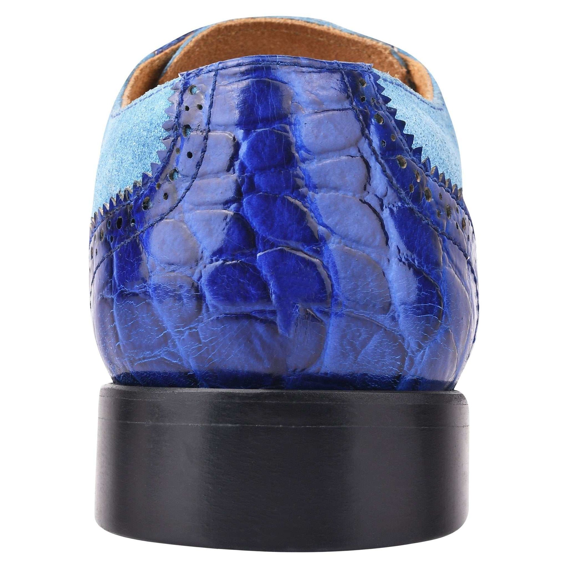 Macon Leather and Suede Crocodile Printed Oxford Dress Shoes - MENLL