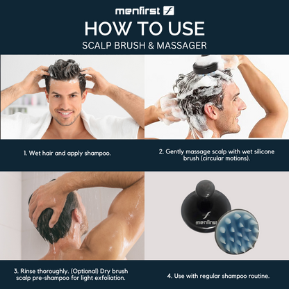 MenFirst Scalp Brush & Massager: Elevate Your Shampoo Routine | Haircare Tool - MENLL