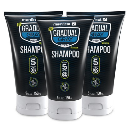 Menfirst Gradual Gray - 3-in-1 Shampoo - Natural Darkening Formula - 1 Pack - 5 Oz Each - MENLL