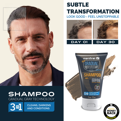 Menfirst Gradual Gray - 3-in-1 Shampoo - Natural Darkening Formula - 1 Pack - 5 Oz Each - MENLL