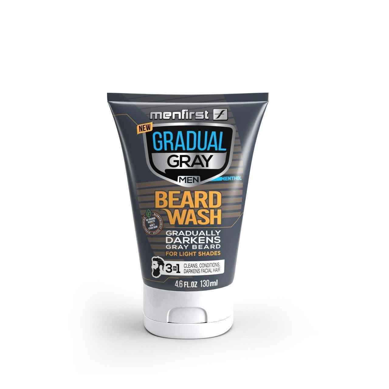 Menfirst Gradual Gray - Beard Wash - Natural Darkening Formula - 1 Pack - 4.6 Oz Each - MENLL