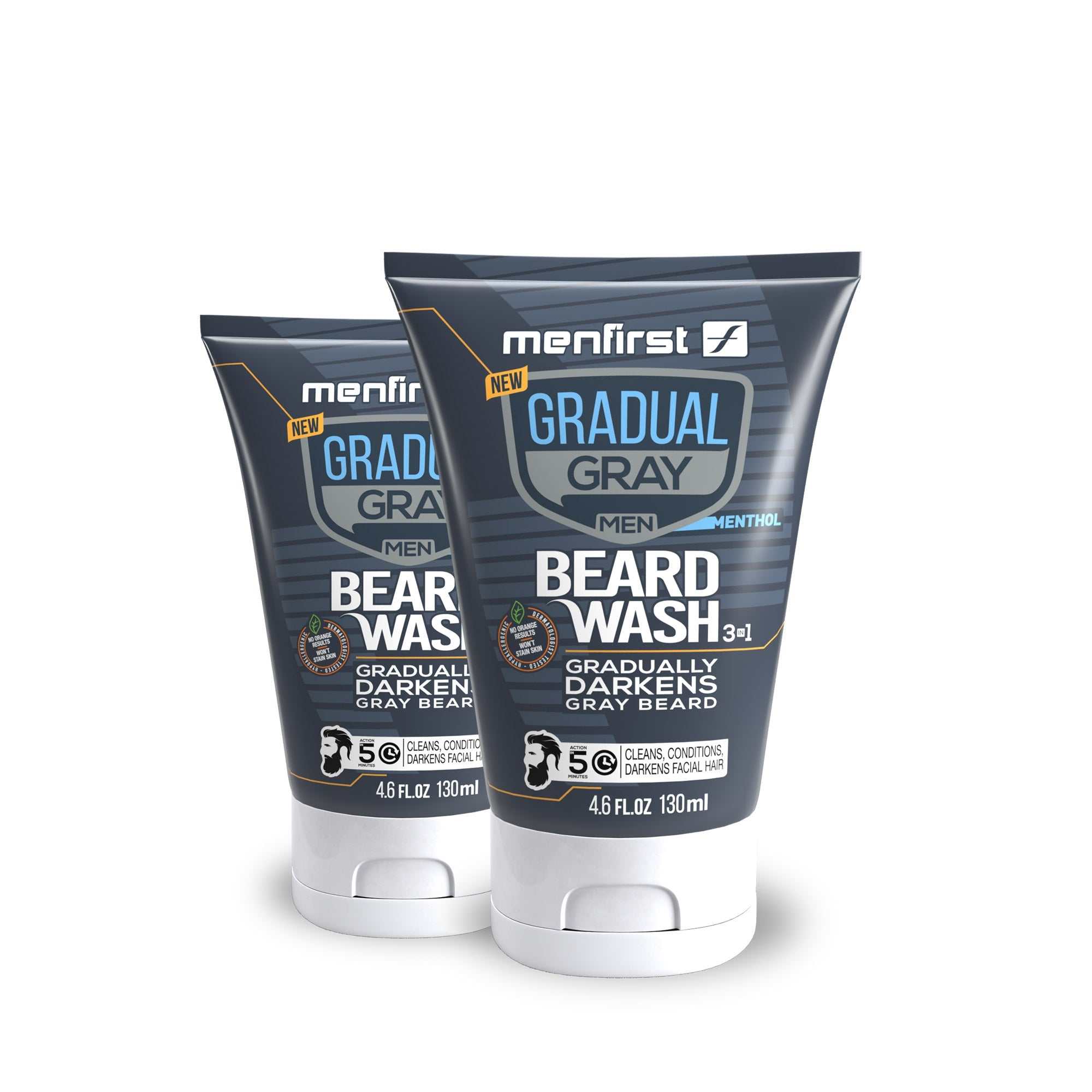 Menfirst Gradual Gray - Beard Wash - Natural Darkening Formula - 1 Pack - 4.6 Oz Each - MENLL