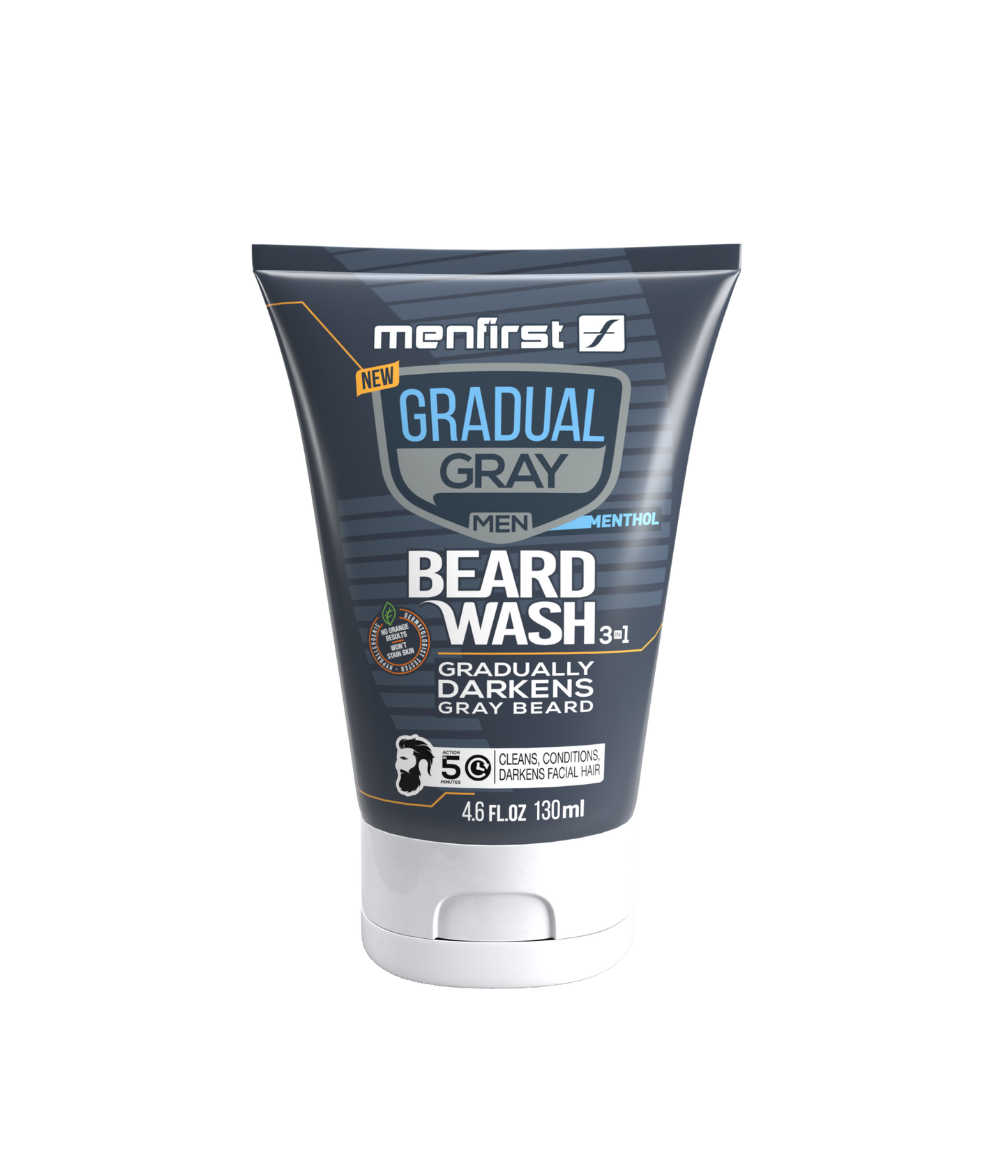 Menfirst Gradual Gray - Beard Wash - Natural Darkening Formula - 1 Pack - 4.6 Oz Each - MENLL
