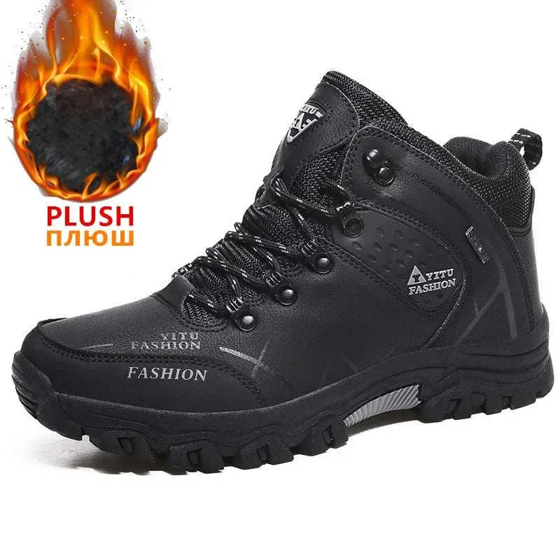 Ultimate Winter Shield: Waterproof Leather Snow Boots for Men - Super Warm Hiking & Work Footwear, Sizes 39-47 - MENLL