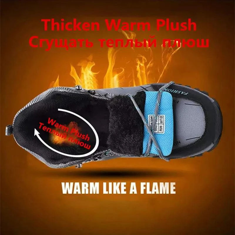 Ultimate Winter Shield: Waterproof Leather Snow Boots for Men - Super Warm Hiking & Work Footwear, Sizes 39-47 - MENLL
