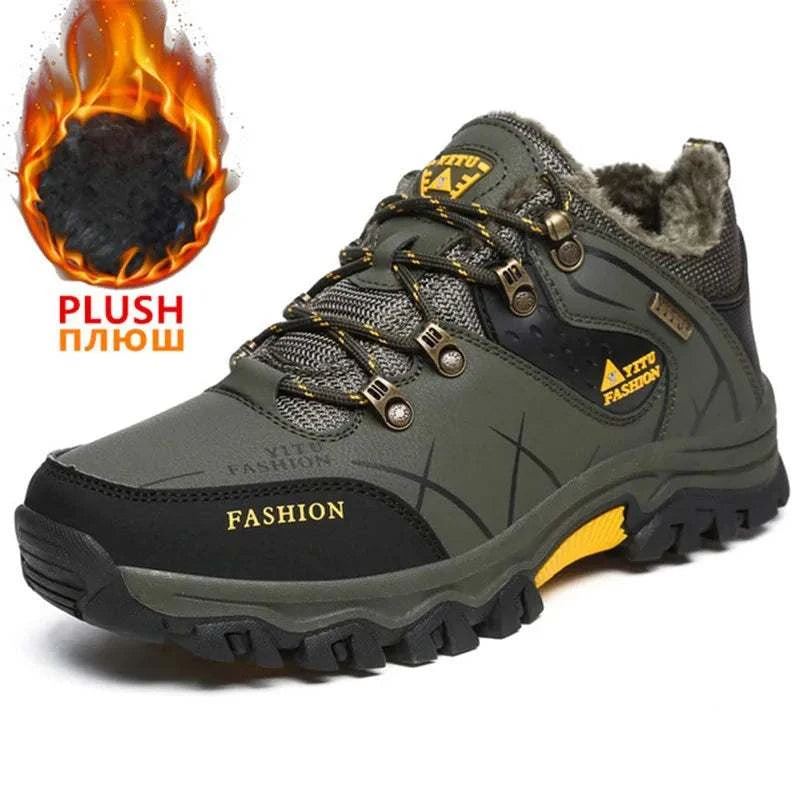 Ultimate Winter Shield: Waterproof Leather Snow Boots for Men - Super Warm Hiking & Work Footwear, Sizes 39-47 - MENLL