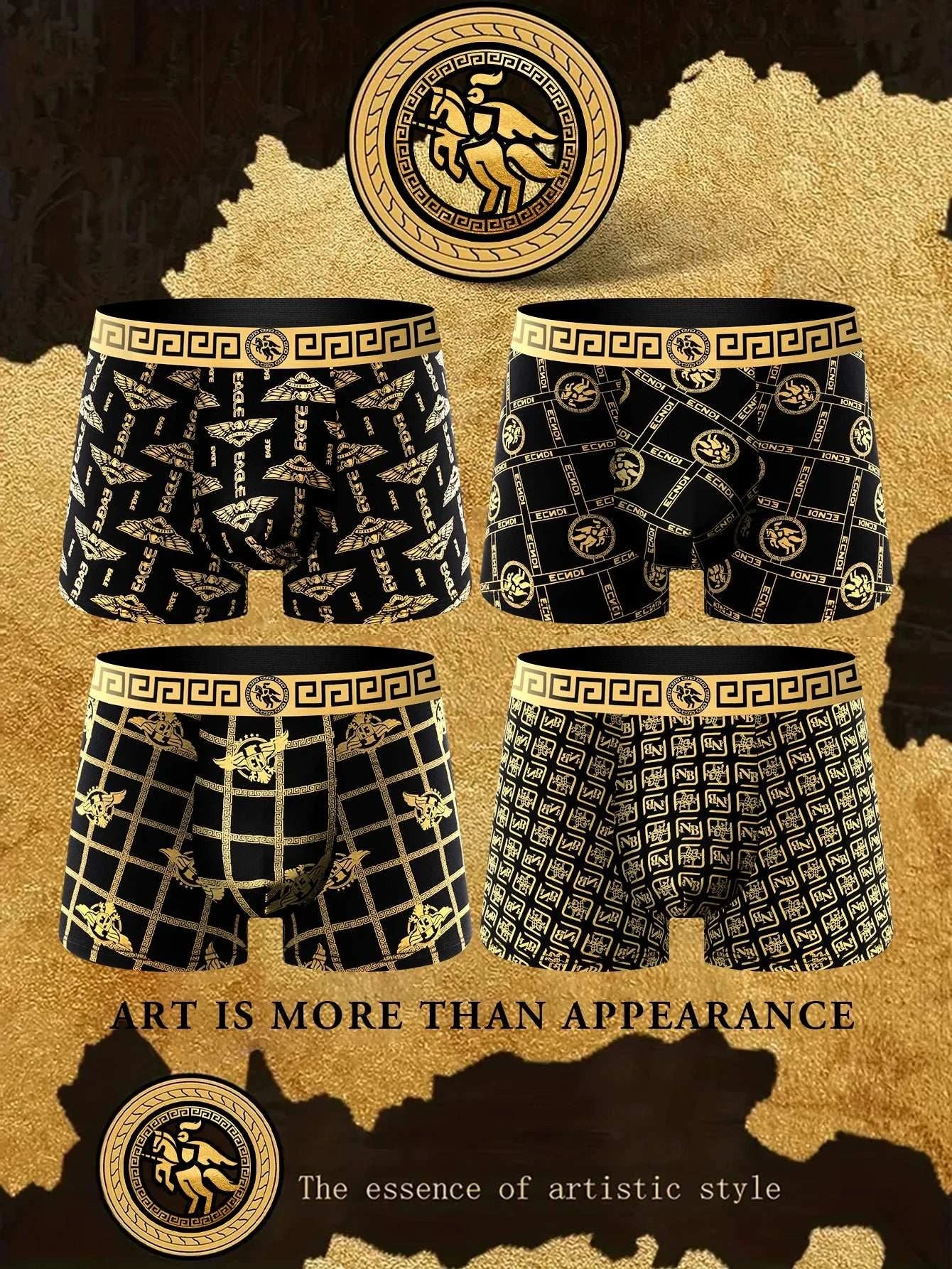 Luxurious Black & Gold Men's Boxer Shorts for Ultimate Comfort