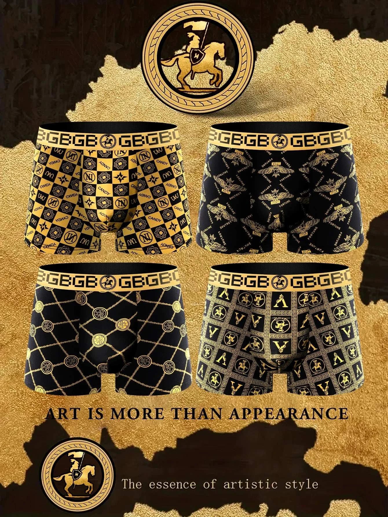 Luxurious Black & Gold Men's Boxer Shorts for Ultimate Comfort