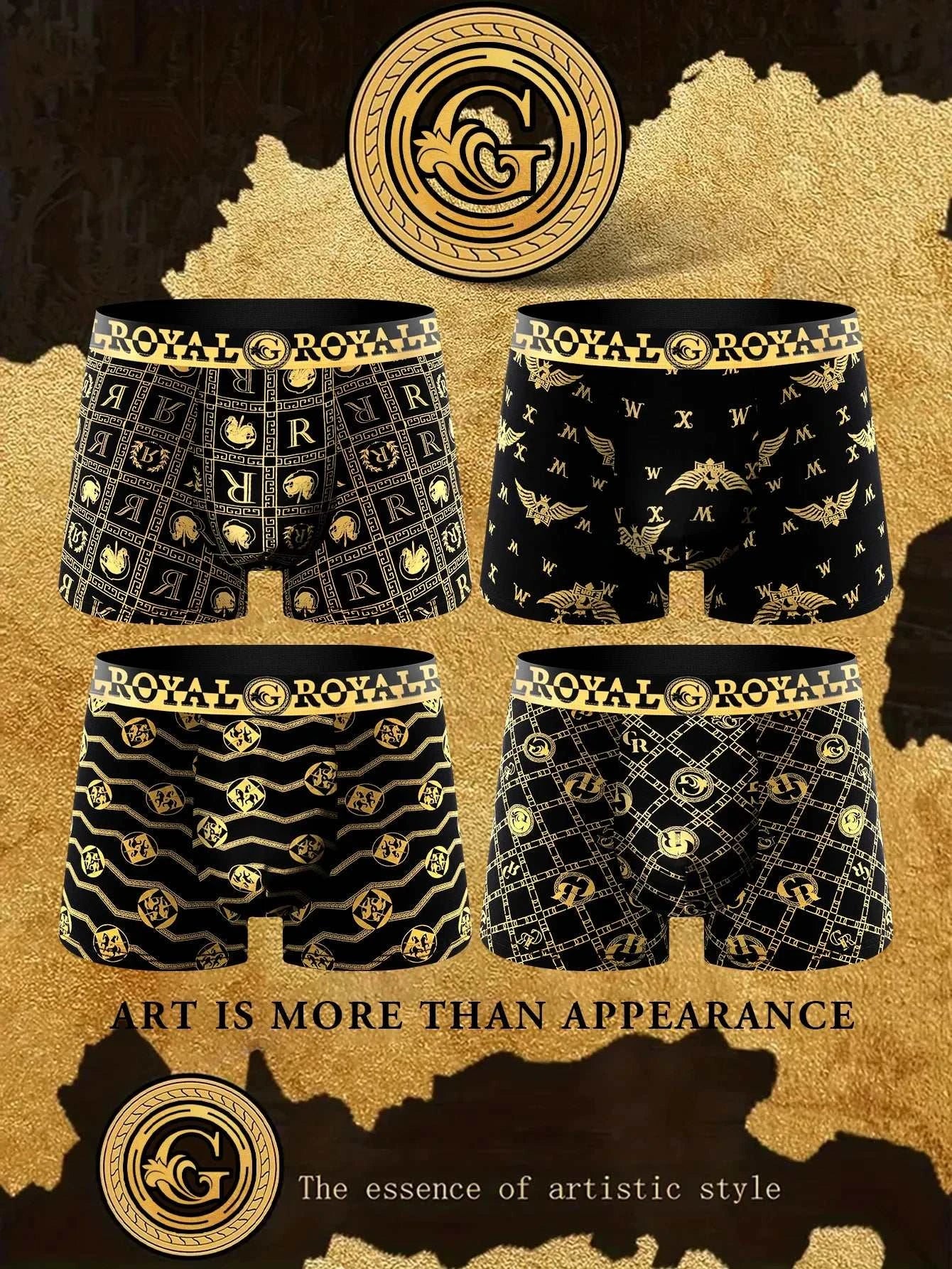Luxurious Black & Gold Men's Boxer Shorts for Ultimate Comfort