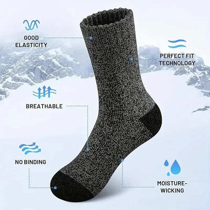 Ultimate Comfort 5-Pair Merino Wool Thermal Socks for Men - Super Thick Hiking Gear for Cold Weather Adventures - MENLL