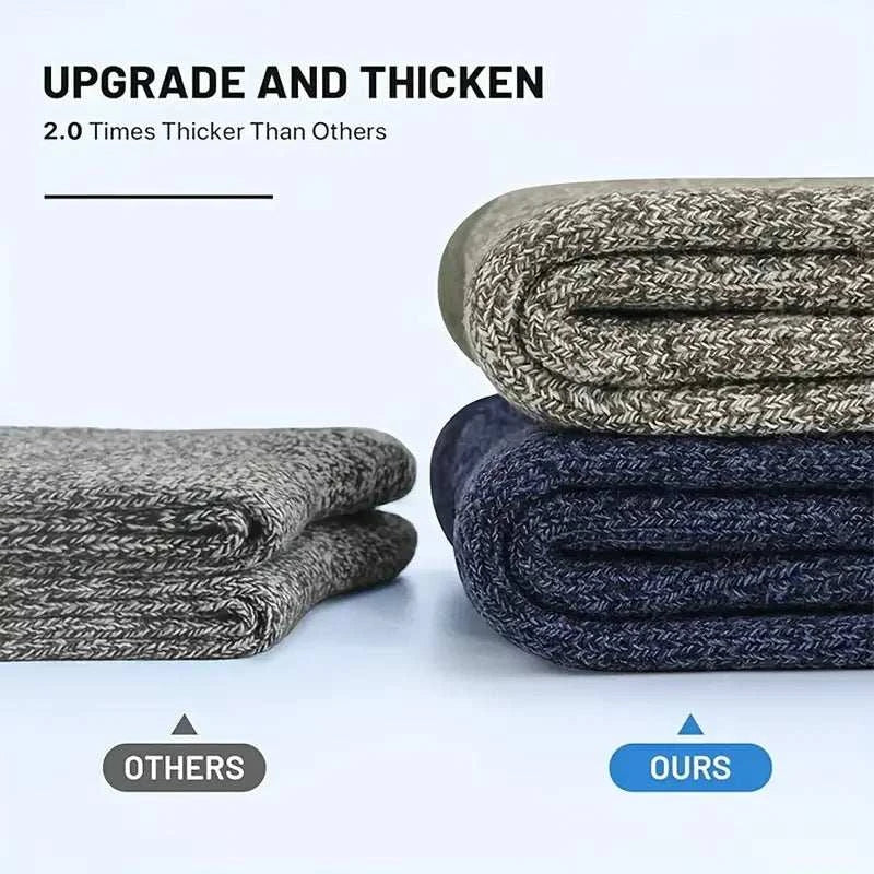 Ultimate Comfort 5-Pair Merino Wool Thermal Socks for Men - Super Thick Hiking Gear for Cold Weather Adventures - MENLL
