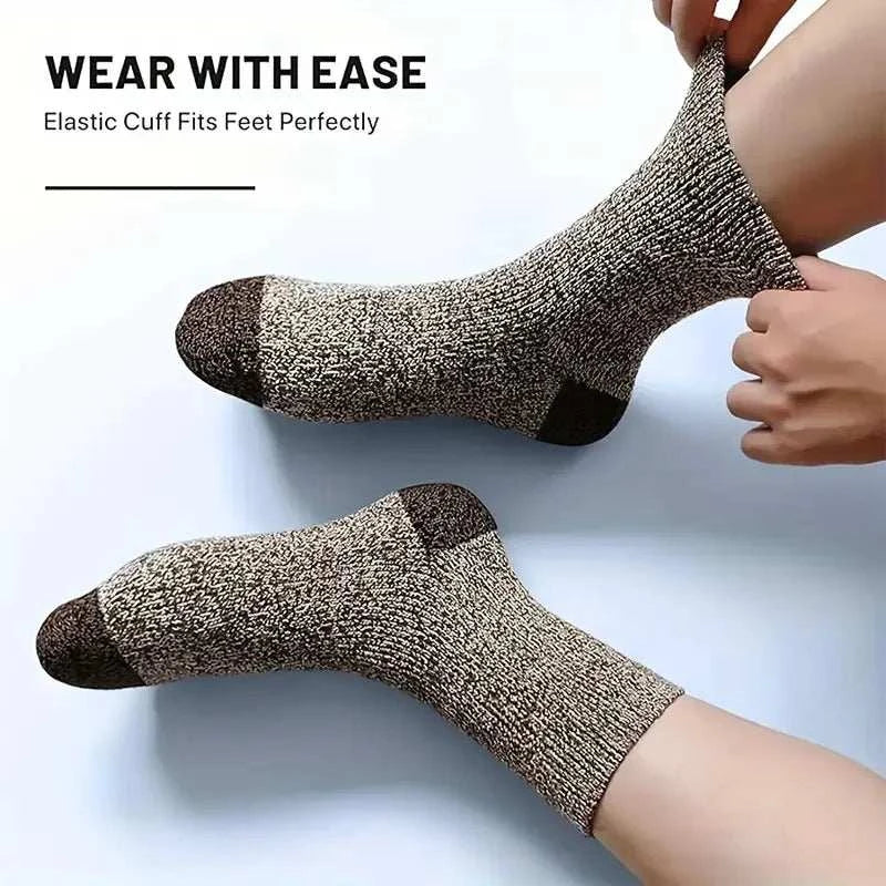 Ultimate Comfort 5-Pair Merino Wool Thermal Socks for Men - Super Thick Hiking Gear for Cold Weather Adventures - MENLL
