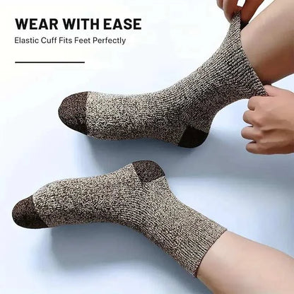 Ultimate Comfort 5-Pair Merino Wool Thermal Socks for Men - Super Thick Hiking Gear for Cold Weather Adventures - MENLL