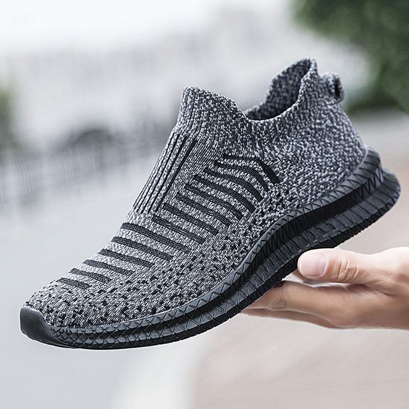 Breathable men's slip-on sneaker with mesh upper and rubber outsole.