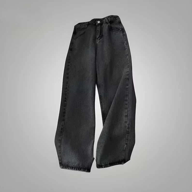 Chic Retro Vibe: Embroidered Baggy Jeans for Ultimate Comfort and Style - MENLL