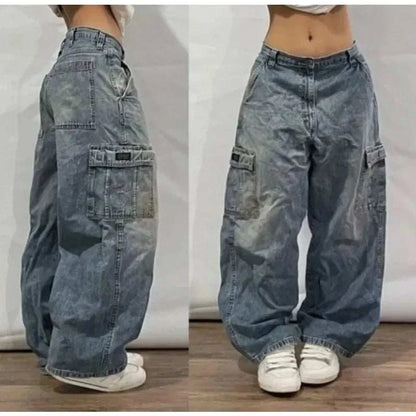Chic Retro Vibe: Embroidered Baggy Jeans for Ultimate Comfort and Style - MENLL